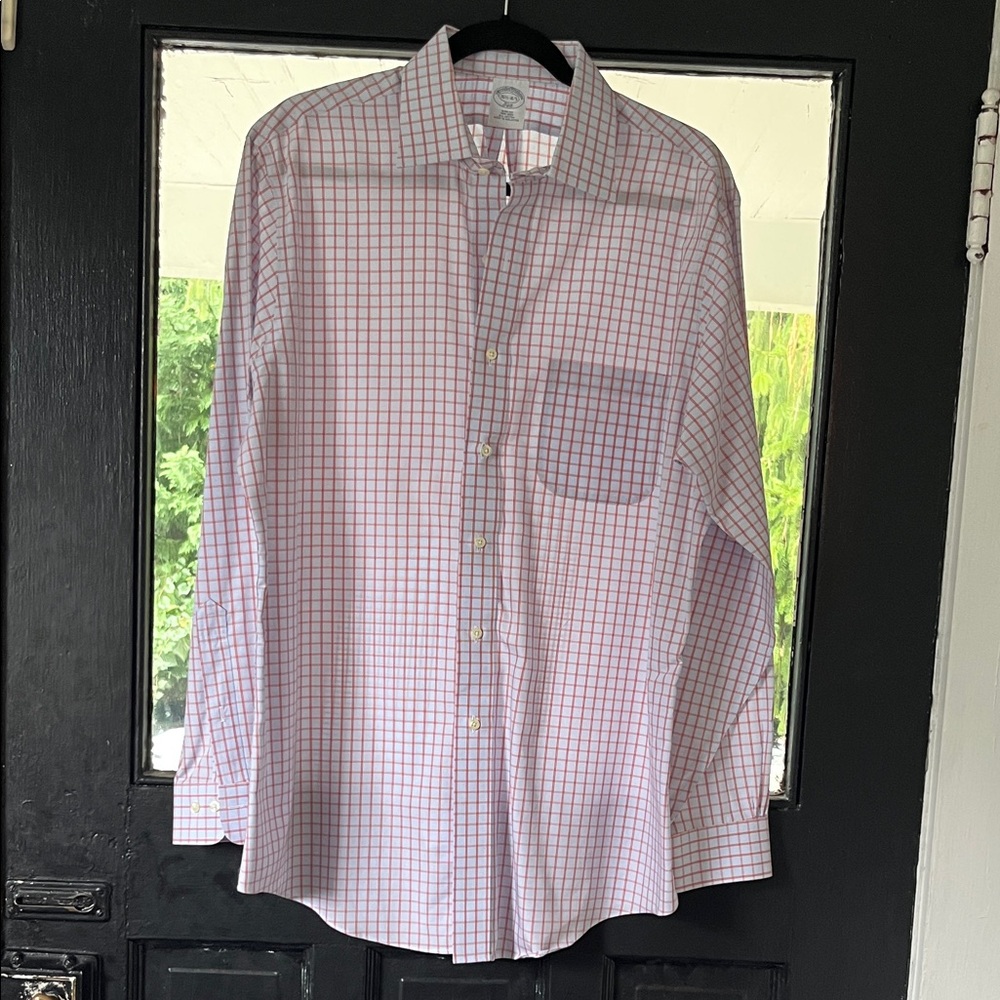 Brooks Brothers Pink and White Checkered Shirt